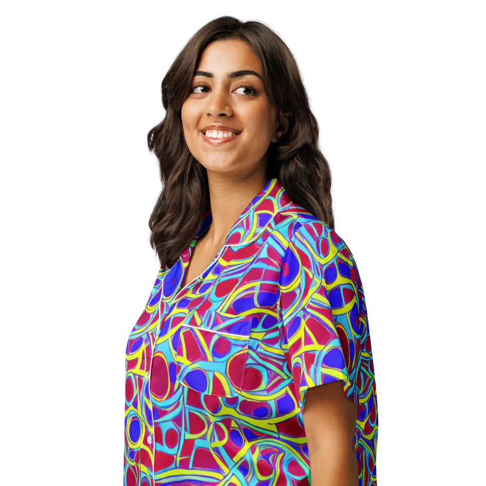Acid Pulse on Women's Short Sleeve Pajama Top — Left Front