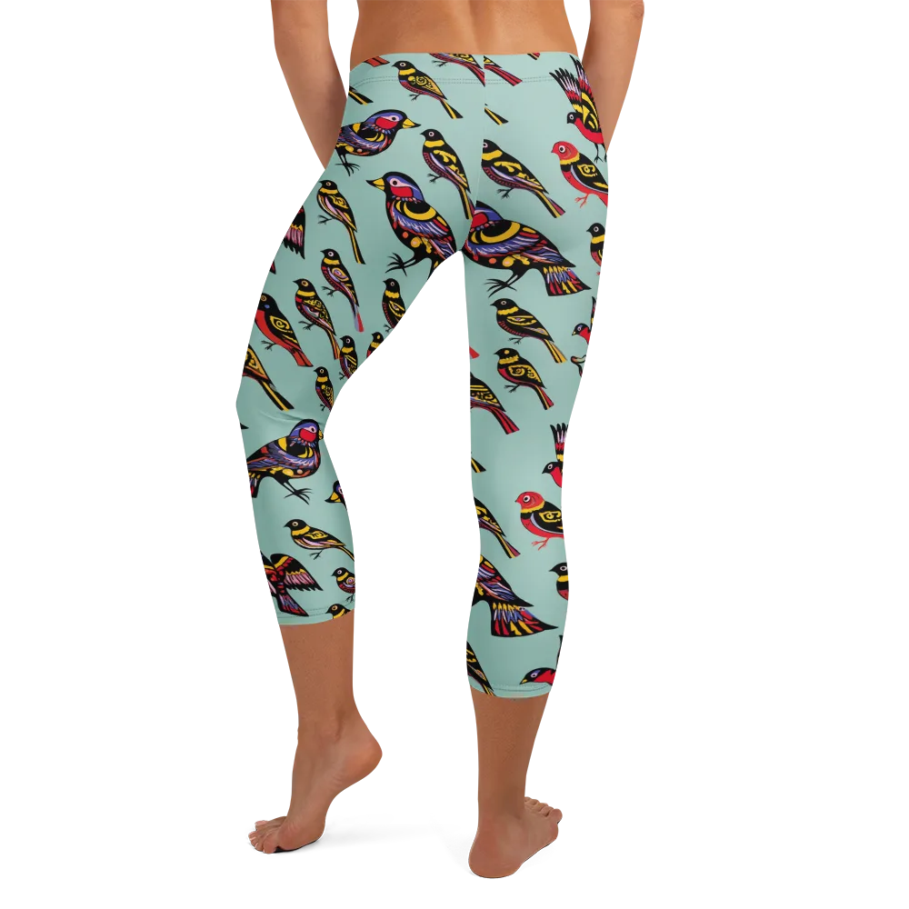 Aviary Carnival on Capri Leggings — Back