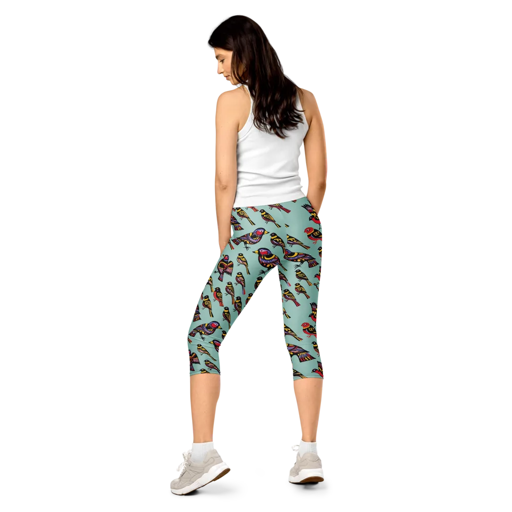 Aviary Carnival on Capri Leggings — Back