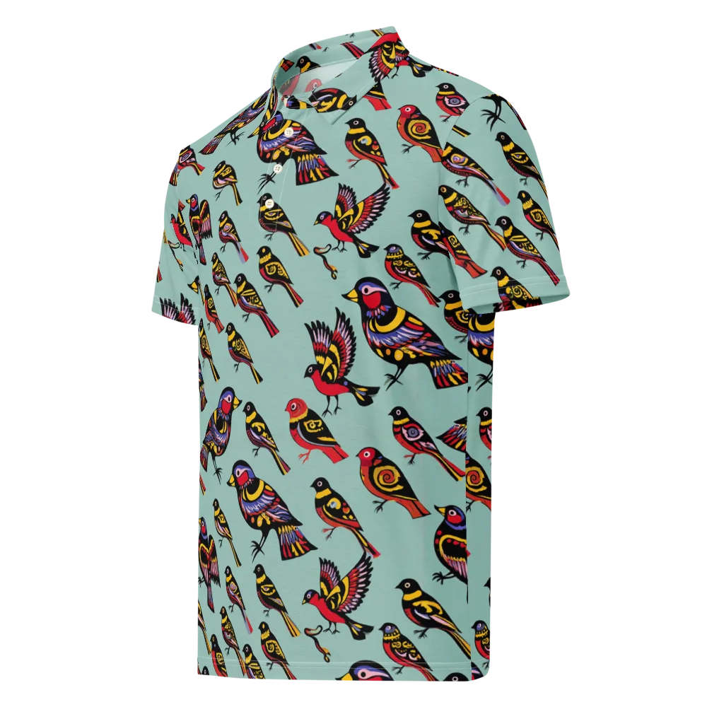 Aviary Carnival on Men's Slim Fit Polo Shirt — Left Front
