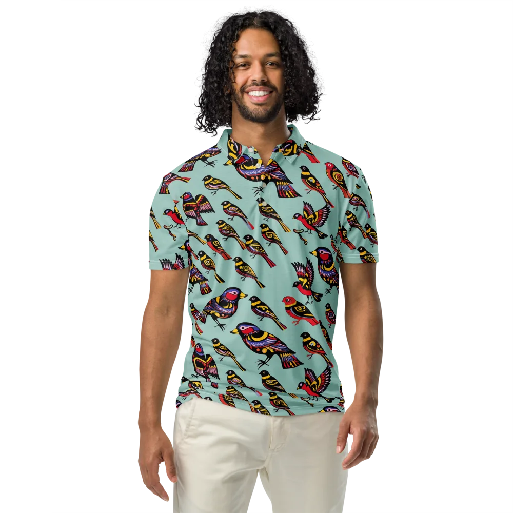 Aviary Carnival on Men's Slim Fit Polo Shirt — Front