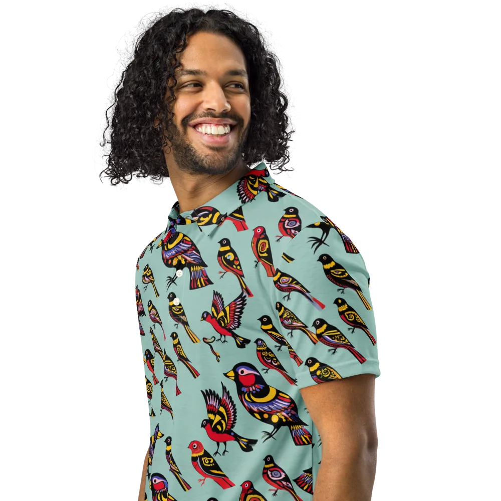 Aviary Carnival on Men's Slim Fit Polo Shirt — Left Front