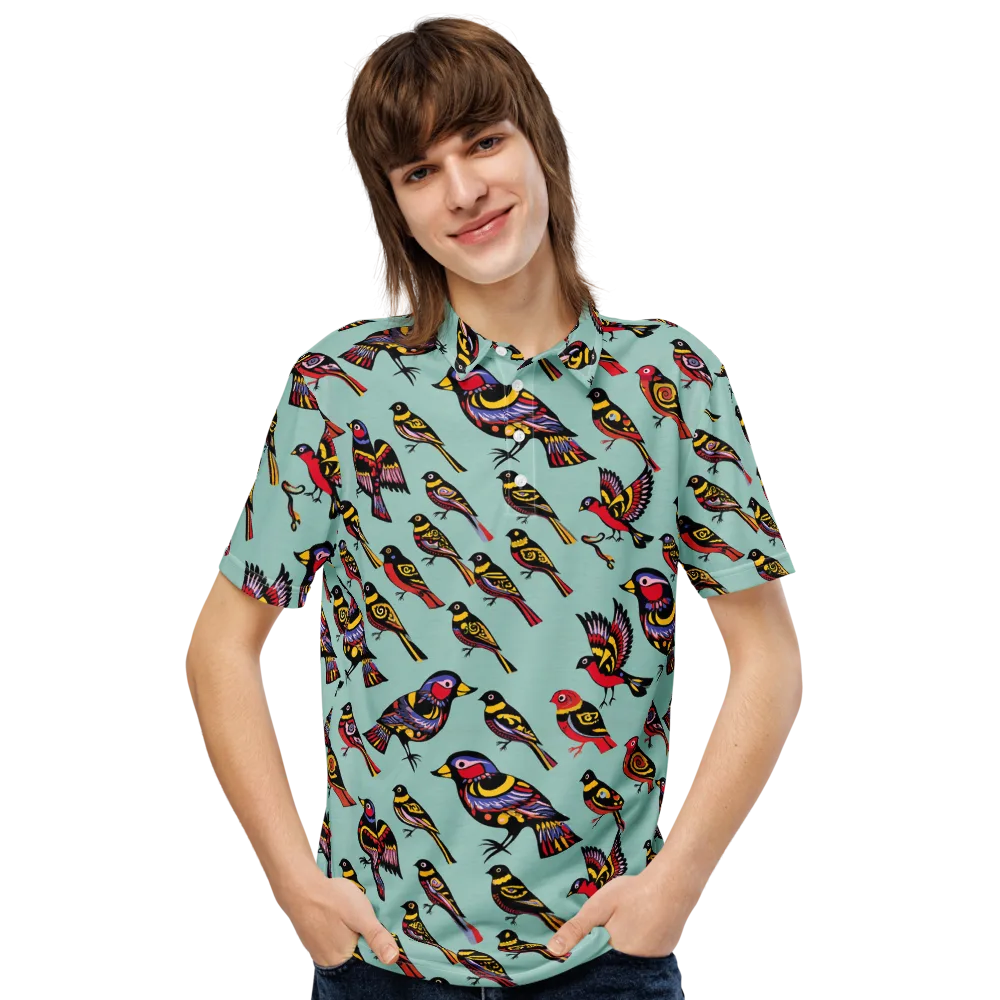 Aviary Carnival on Men's Slim Fit Polo Shirt — Front