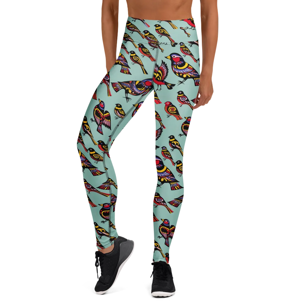 Aviary Carnival on Yoga Leggings — Front