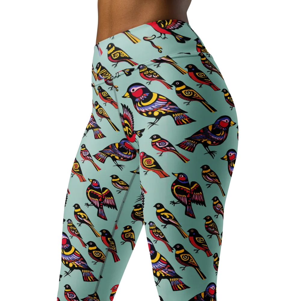 Aviary Carnival on Yoga Leggings — Left Front