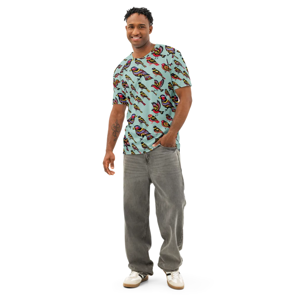 Aviary Carnival on Men's Cotton Crew Neck T-Shirt — Front