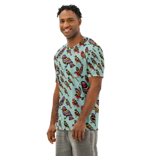 Aviary Carnival on a Men's Cotton Crew Neck T-Shirt