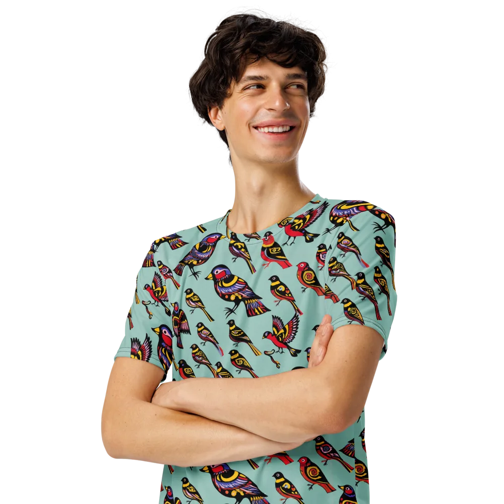 Aviary Carnival on Men's Crew Neck T-Shirt — Left Front