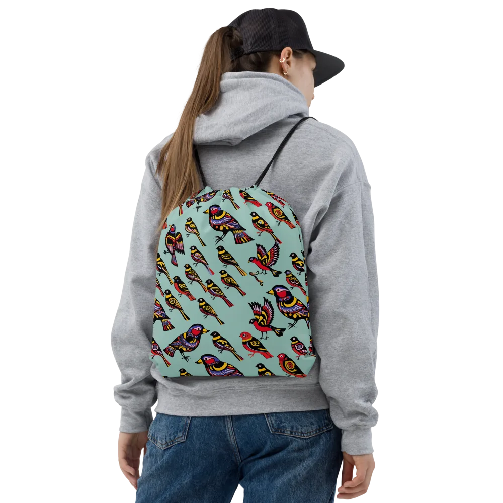Aviary Carnival on Drawstring Bag — Front