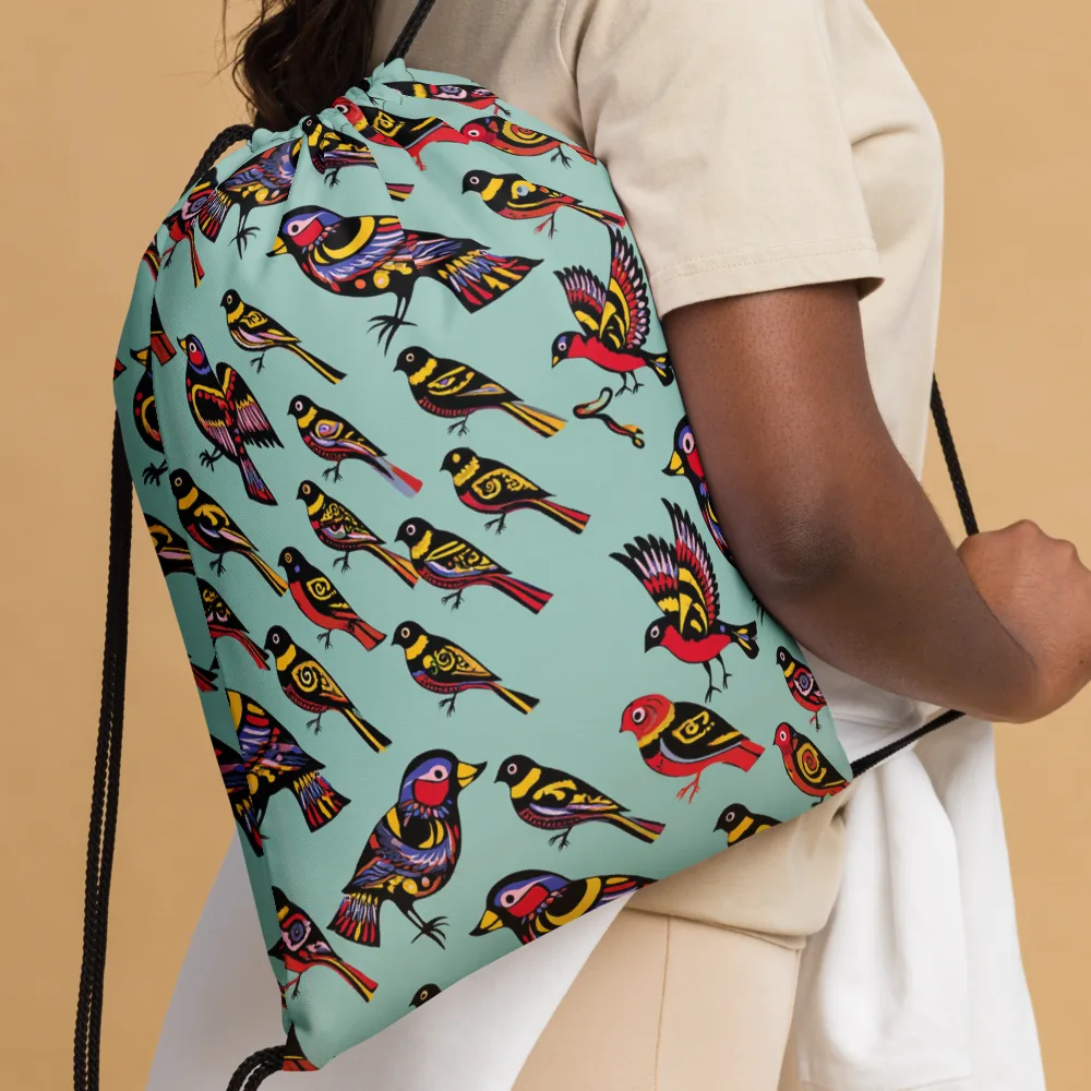 Aviary Carnival on Drawstring Bag — Front