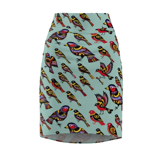 Aviary Carnival on a Pencil Skirt