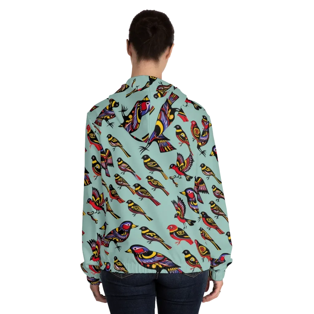Aviary Carnival on Women's Full-Zip Hoodie — Back On Person