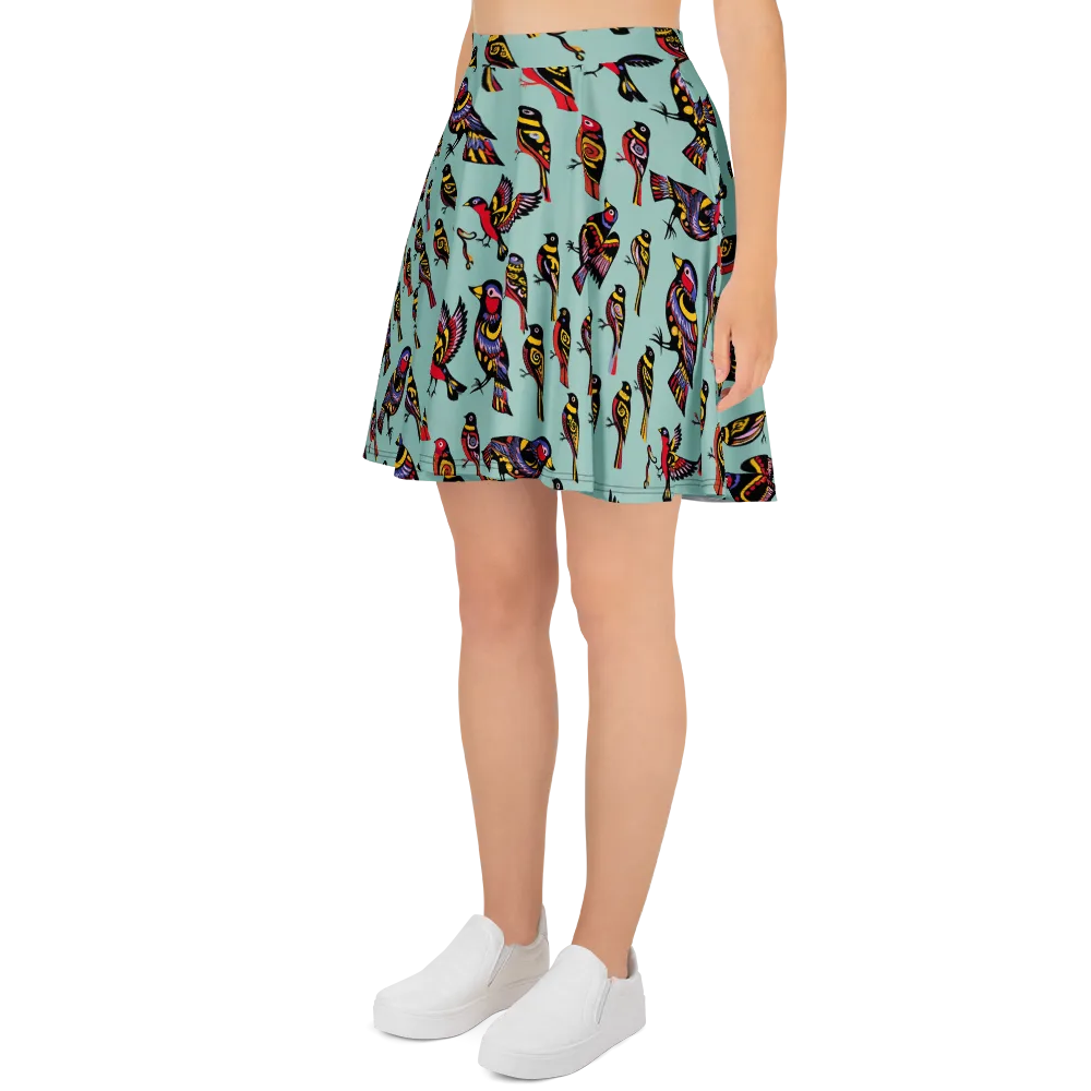 Aviary Carnival on Skater Skirt — Left