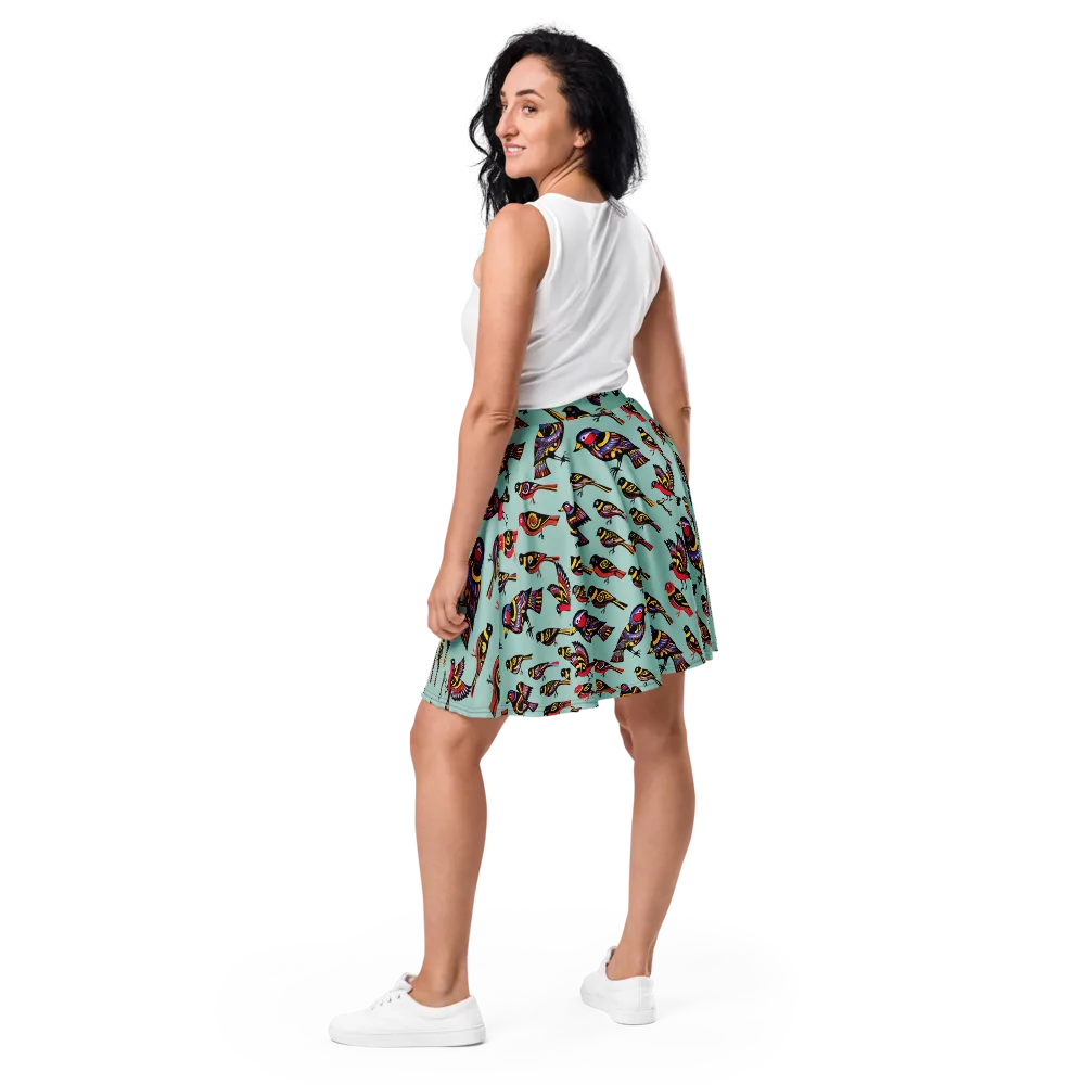 Aviary Carnival on Skater Skirt — Back
