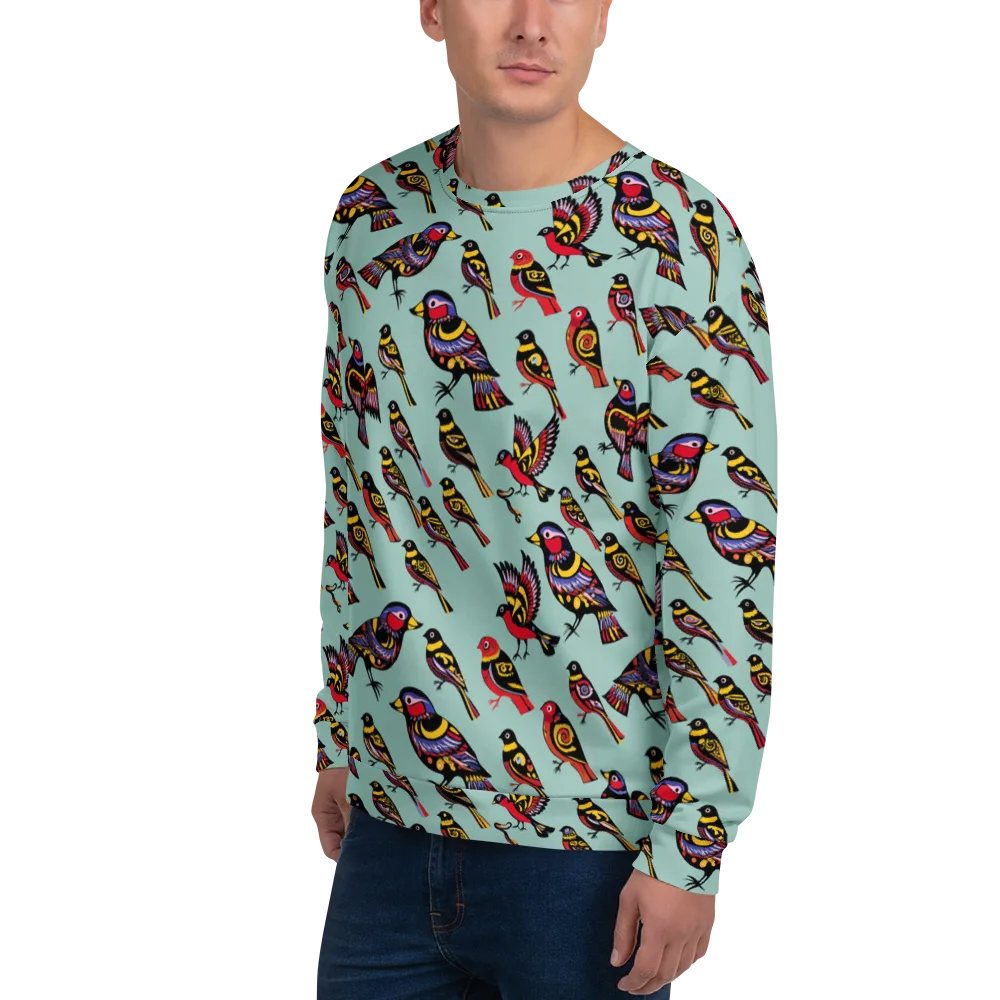 Aviary Carnival on Sweatshirt — Left Front