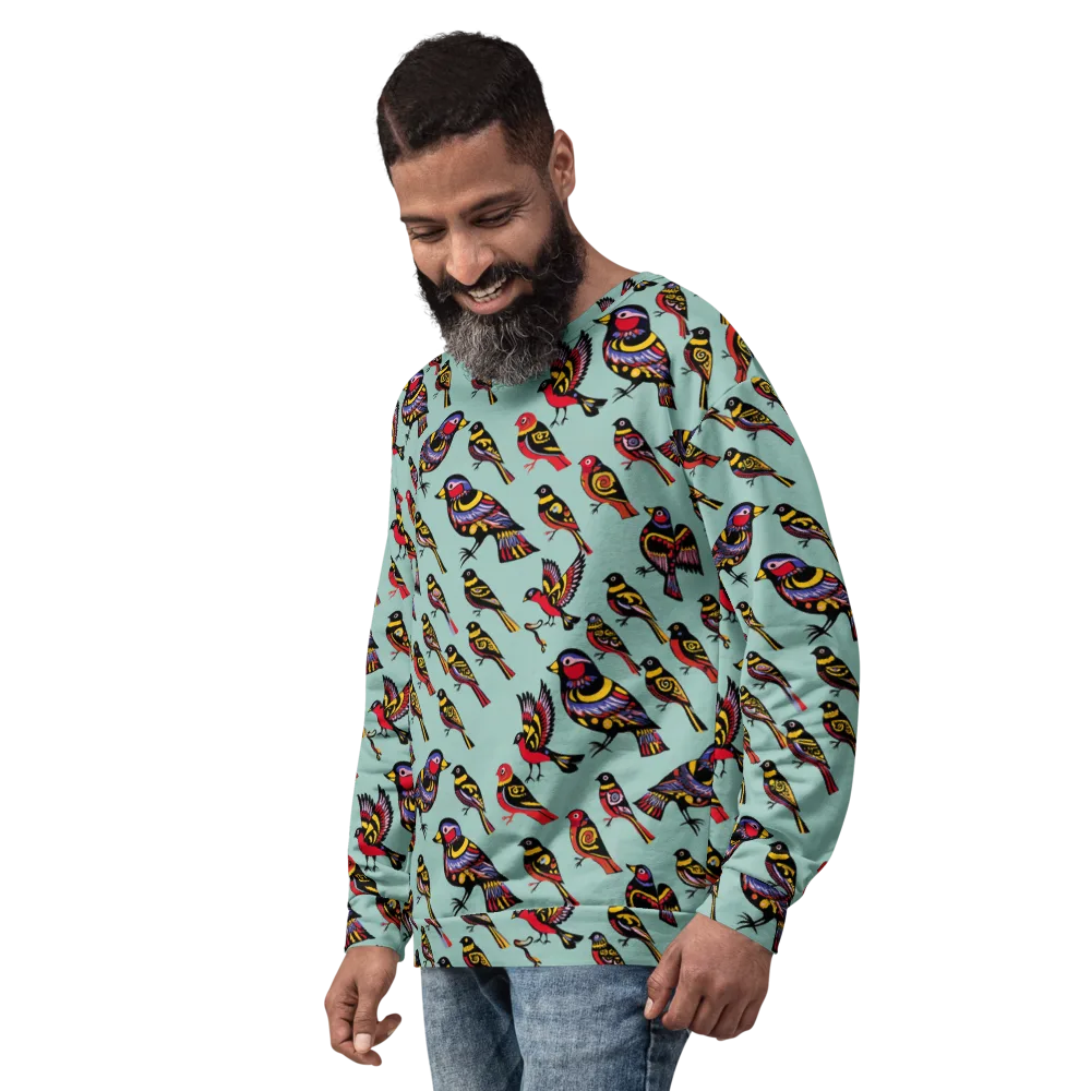 Aviary Carnival on Sweatshirt — Left Front