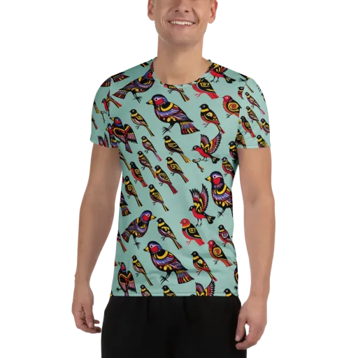 Aviary Carnival on a Men's Athletic T-Shirt