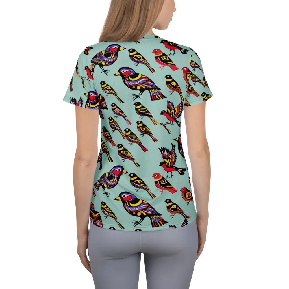 Aviary Carnival on Women's Athletic T-Shirt — Back