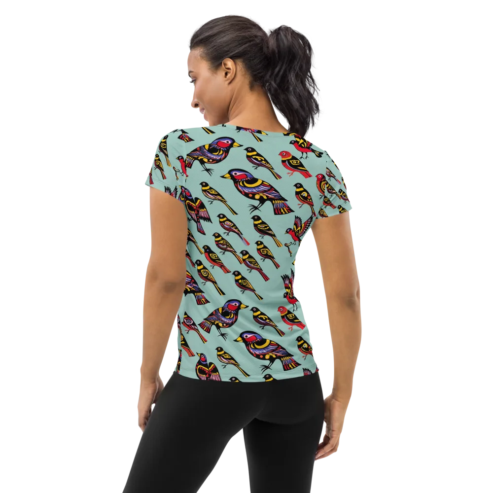 Aviary Carnival on Women's Athletic T-Shirt — Back