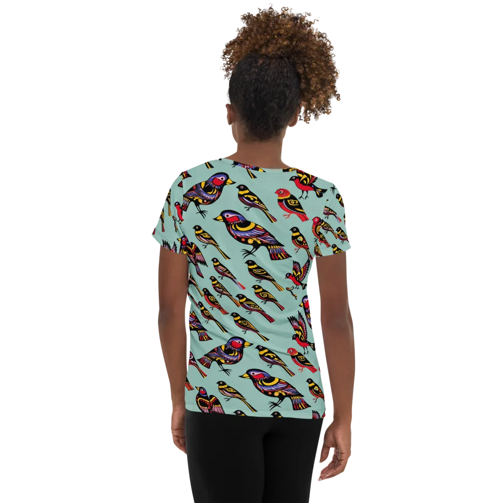Aviary Carnival on Women's Athletic T-Shirt — Back