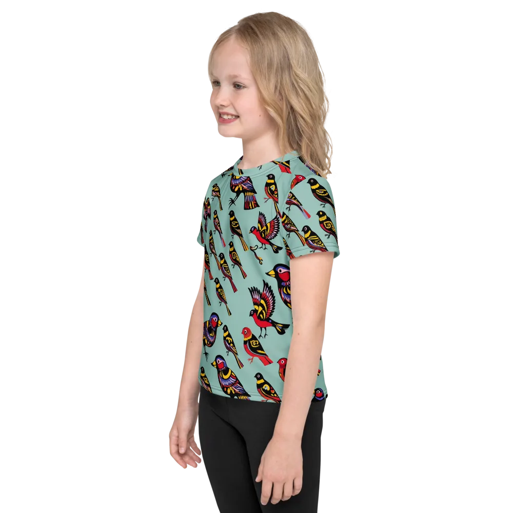 Aviary Carnival on Kids Crew Neck T-Shirt — Left