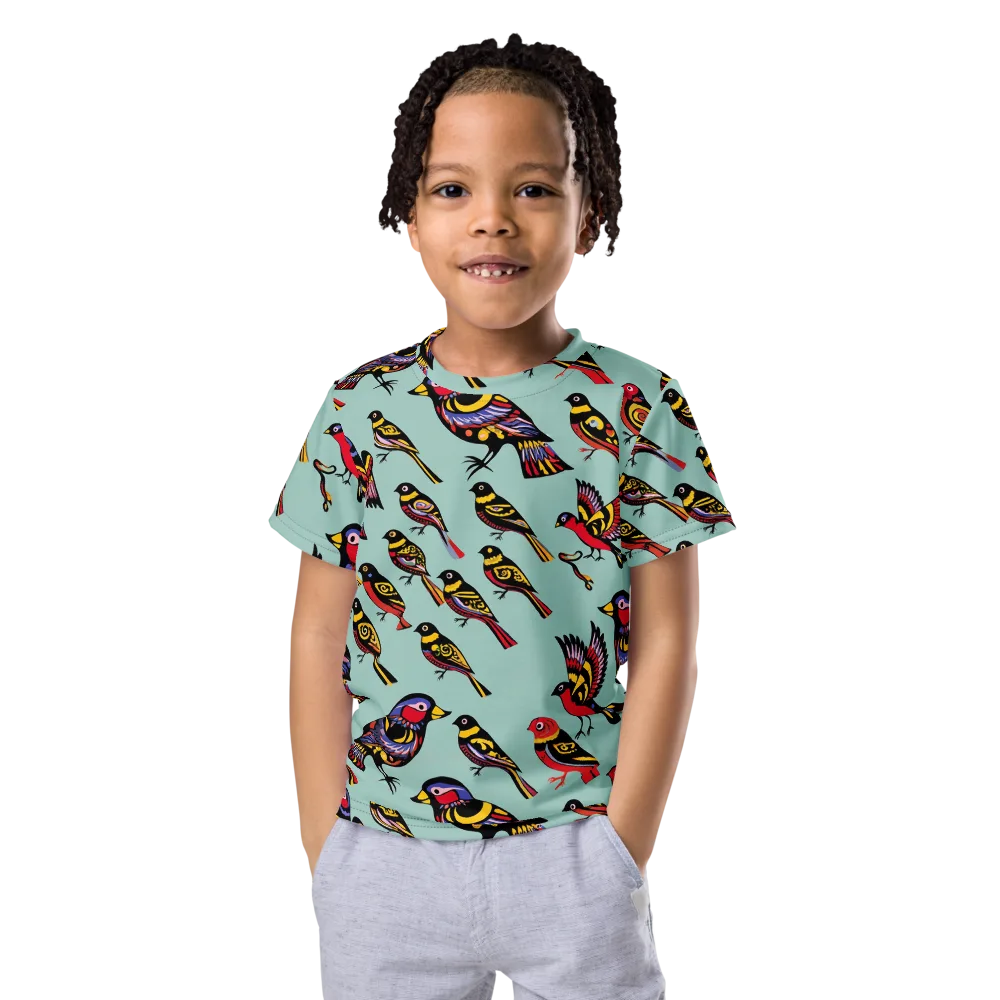 Aviary Carnival on Kids Crew Neck T-Shirt — Front