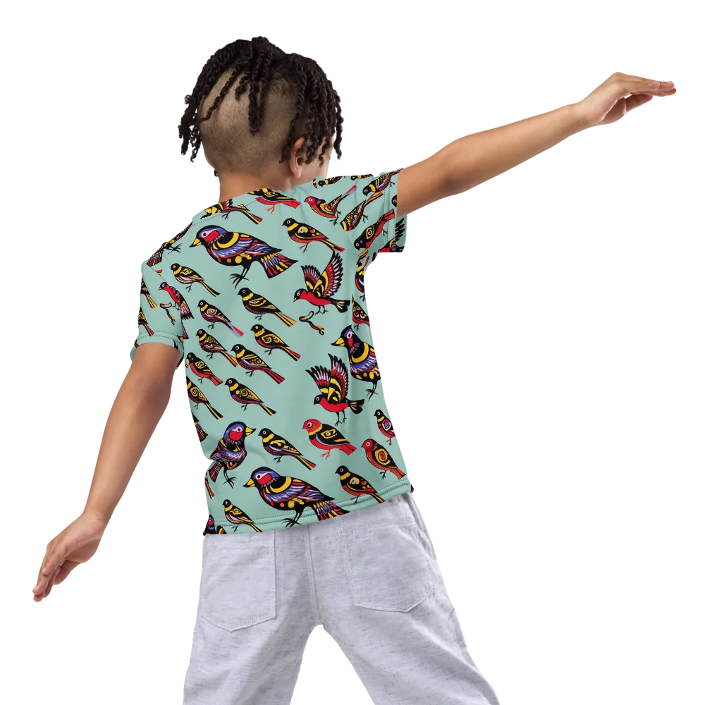 Aviary Carnival on Kids Crew Neck T-Shirt — Back