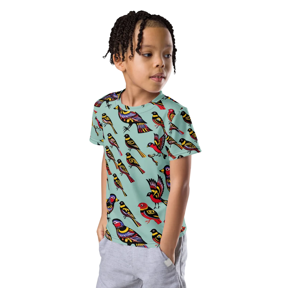 Aviary Carnival on Kids Crew Neck T-Shirt — Left Front