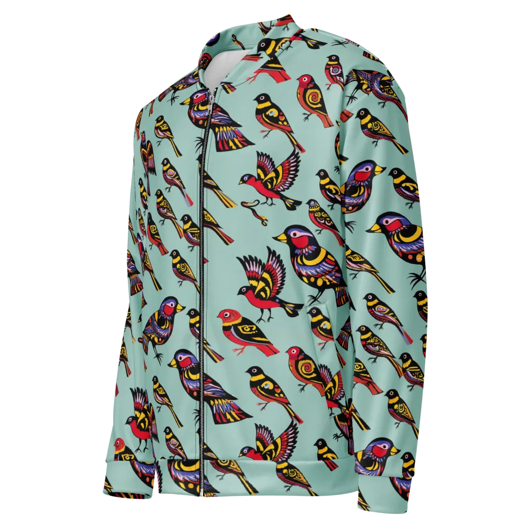 Aviary Carnival on Bomber Jacket — Left Front