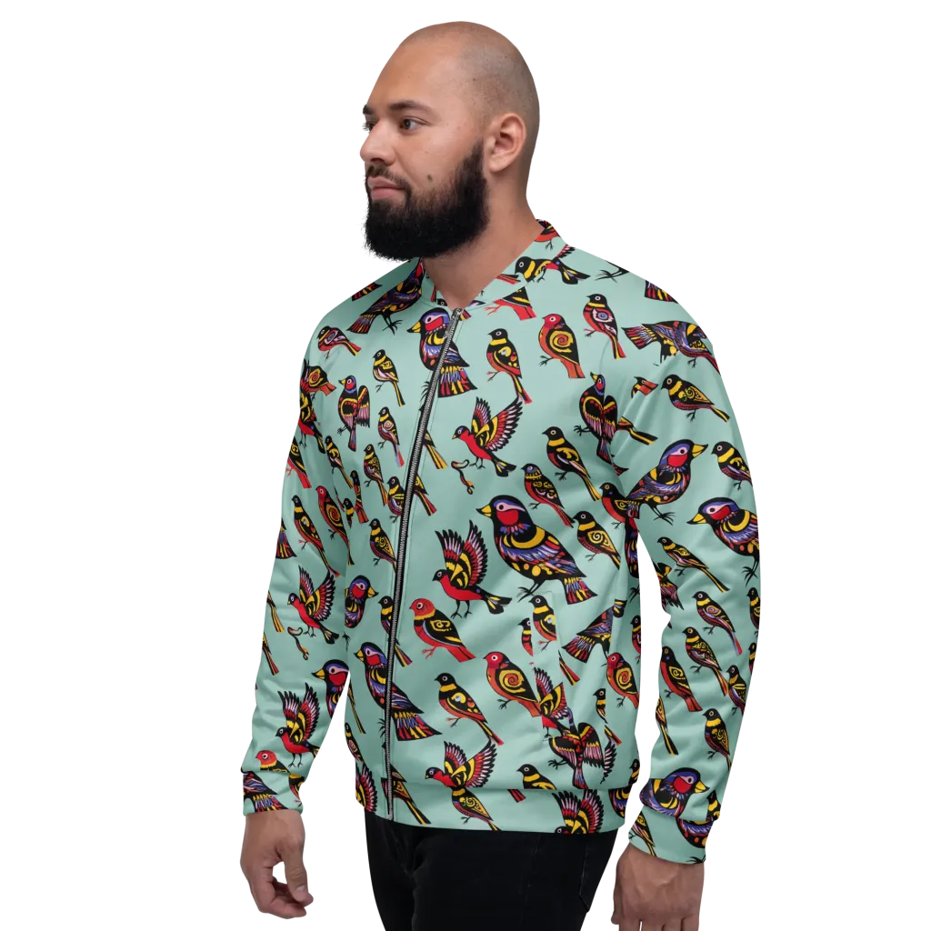 Aviary Carnival on Bomber Jacket — Left