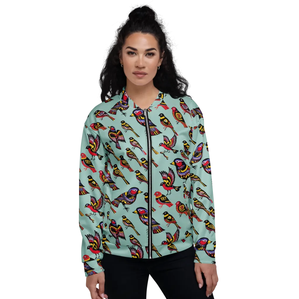 Aviary Carnival on Bomber Jacket — Front
