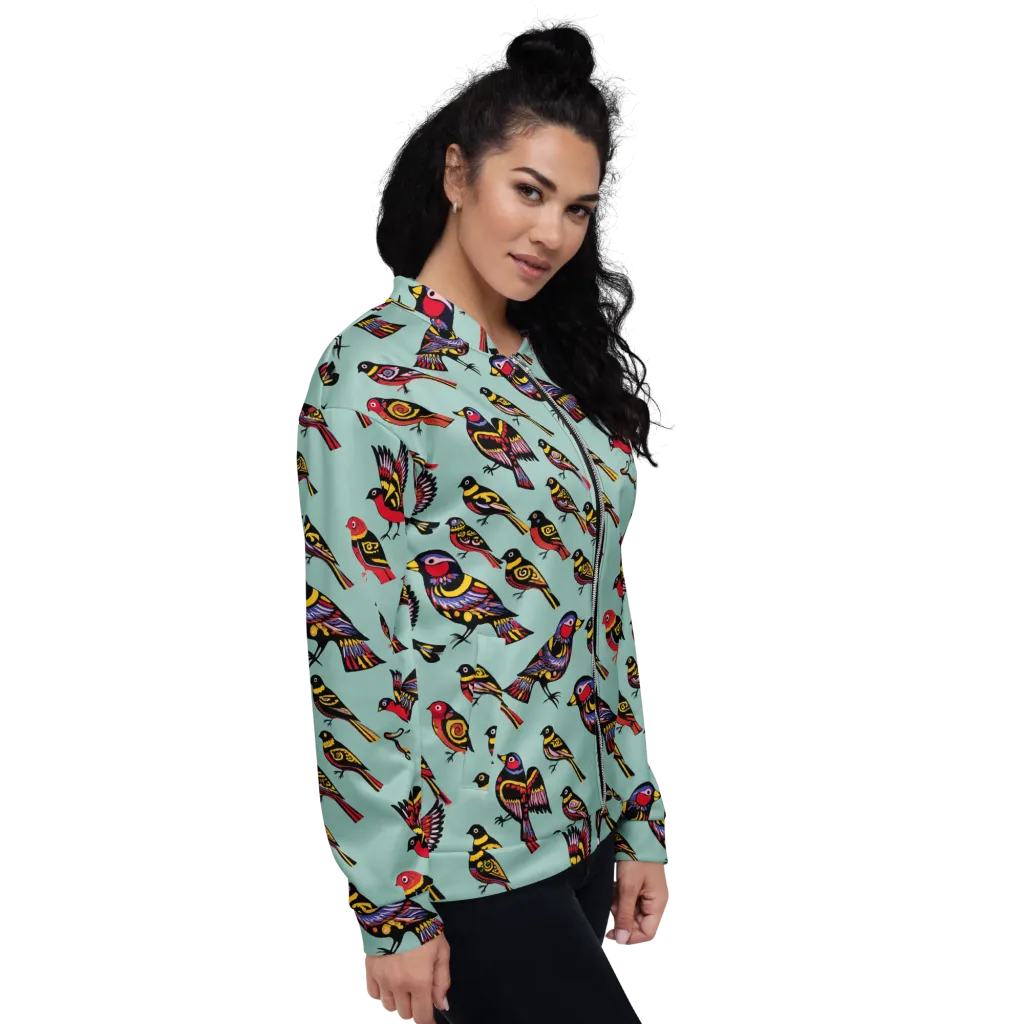 Aviary Carnival on Bomber Jacket — Right