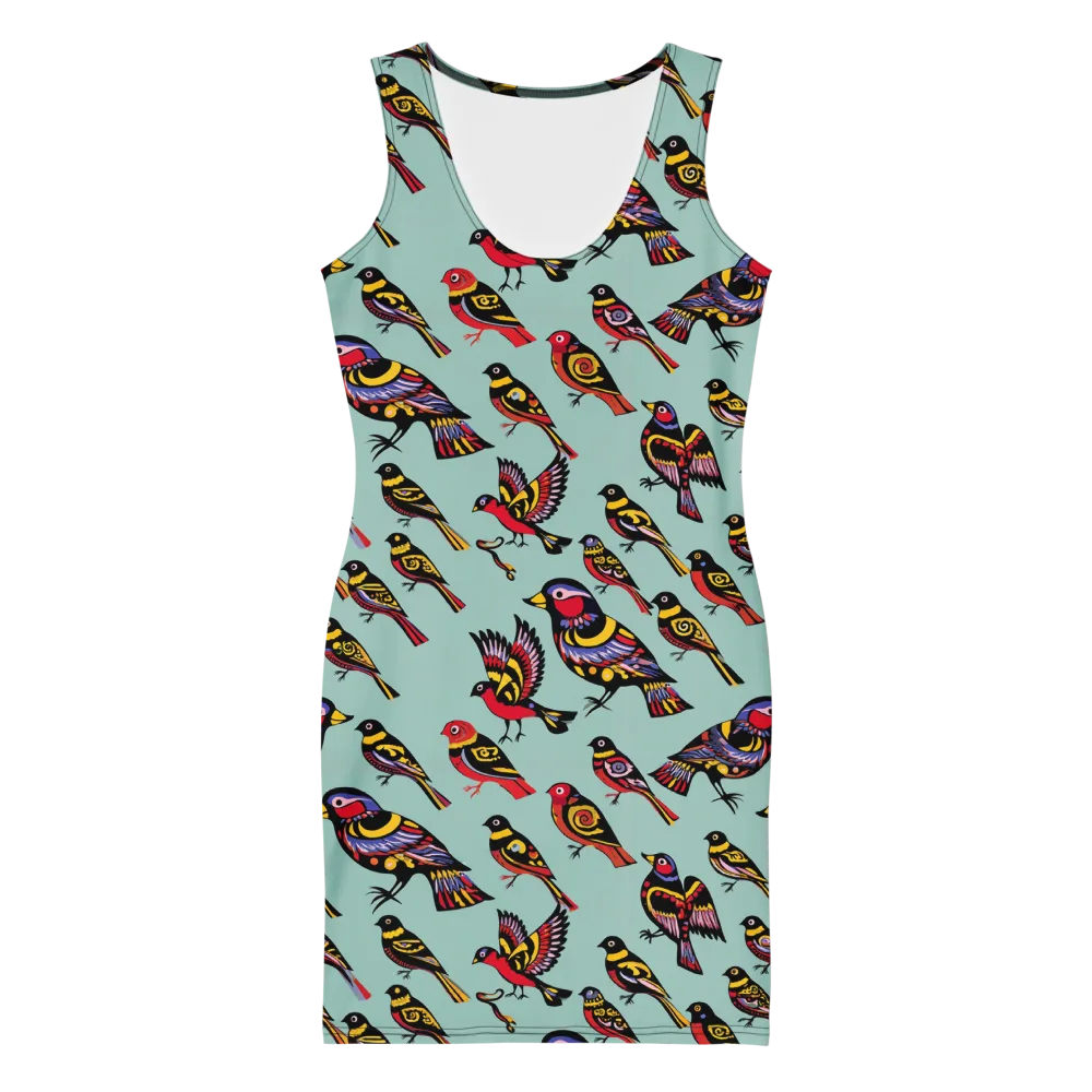 Aviary Carnival on Bodycon Dress — Front