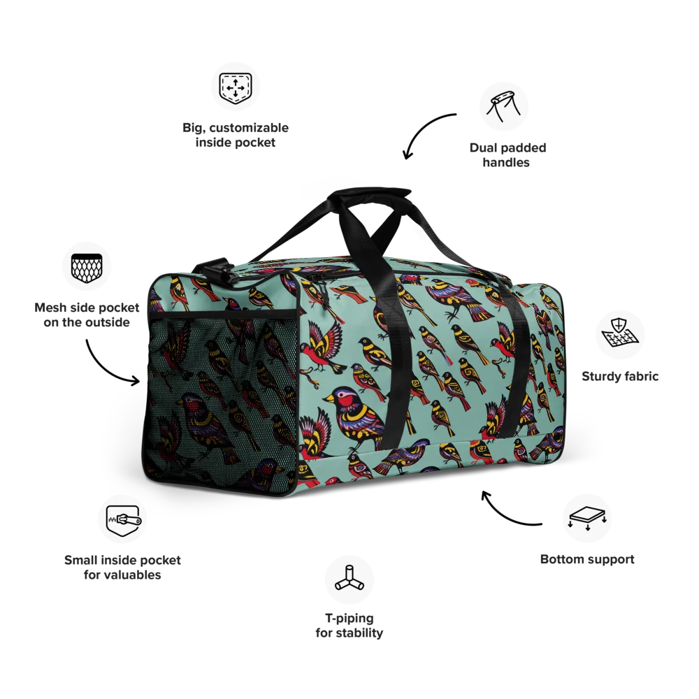 Aviary Carnival on Duffle Bag — Right Front