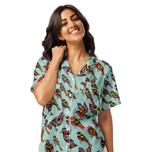 Aviary Carnival on a Women's Short Sleeve Pajama Top