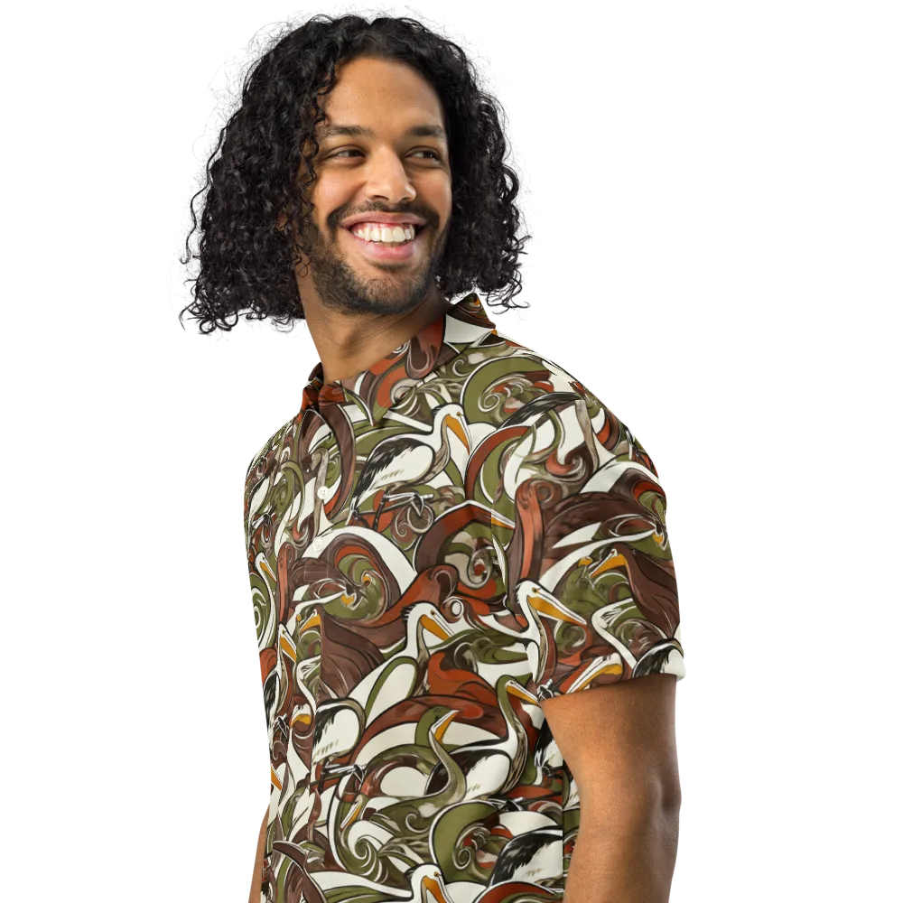Pelican Circuit on Men's Slim Fit Polo Shirt — Left Front