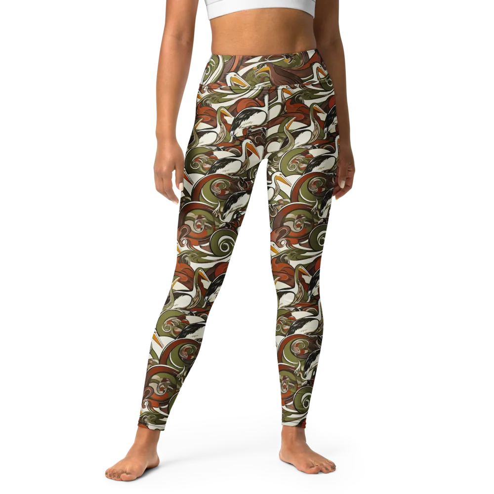 Pelican Circuit on Yoga Leggings — Front