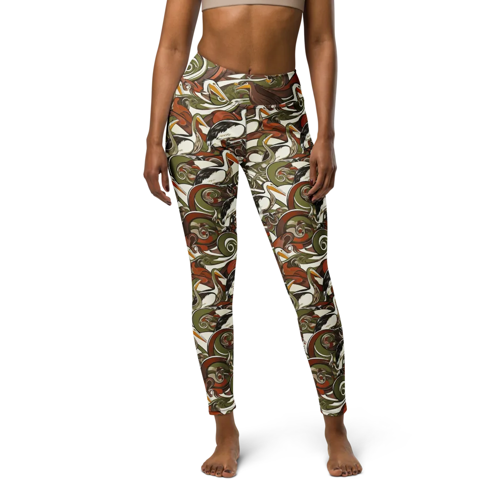 Pelican Circuit on Yoga Leggings — Front