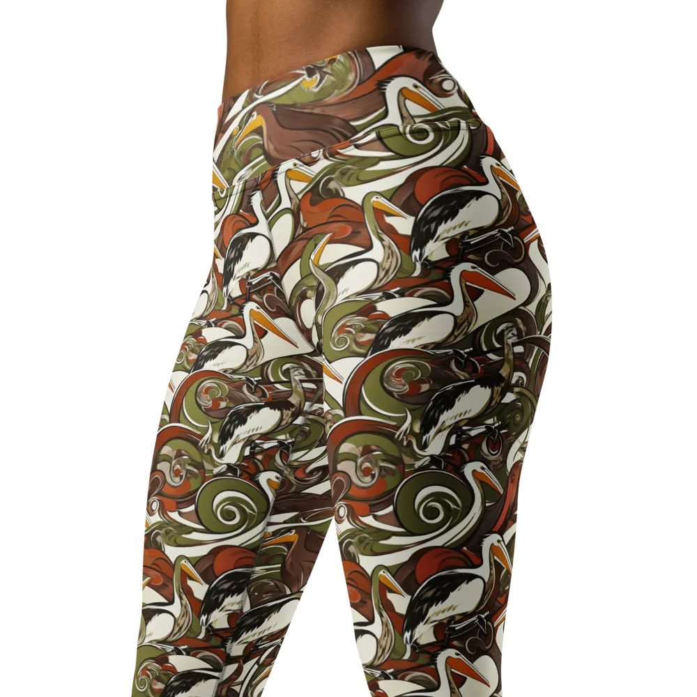 Pelican Circuit on Yoga Leggings — Left Front