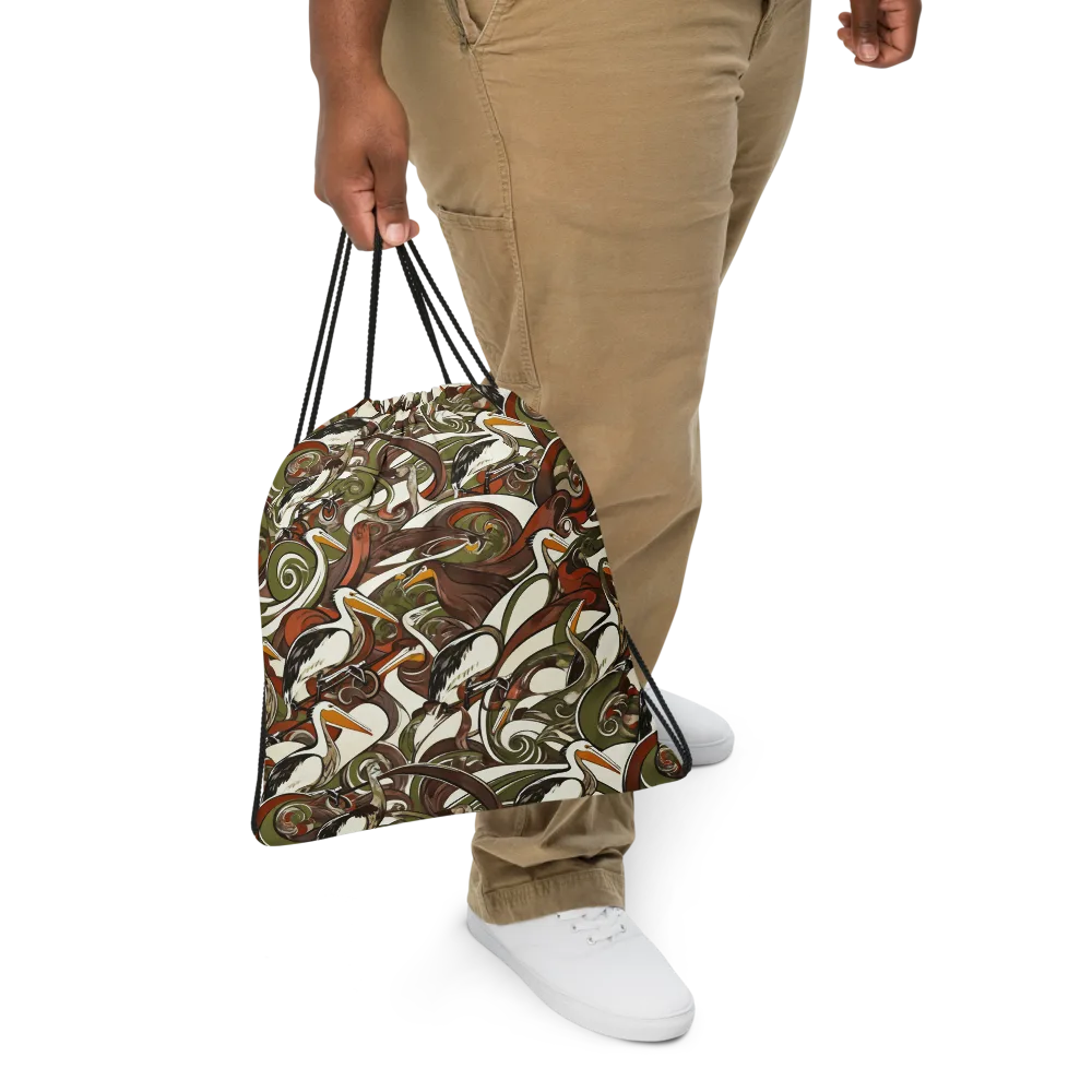 Pelican Circuit on Drawstring Bag — Front