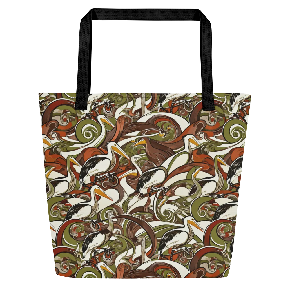 Pelican Circuit on Large Tote Bag W/ Pocket — Front