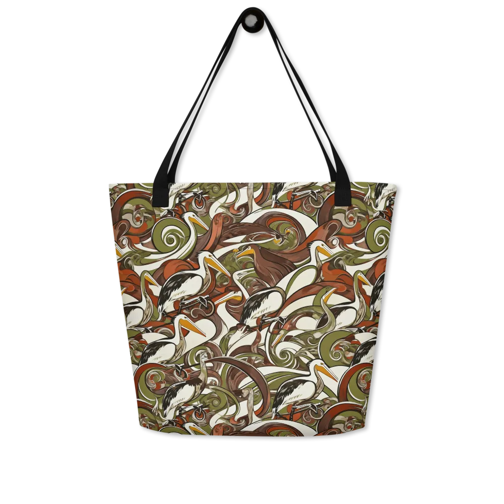 Pelican Circuit on Large Tote Bag W/ Pocket — Front