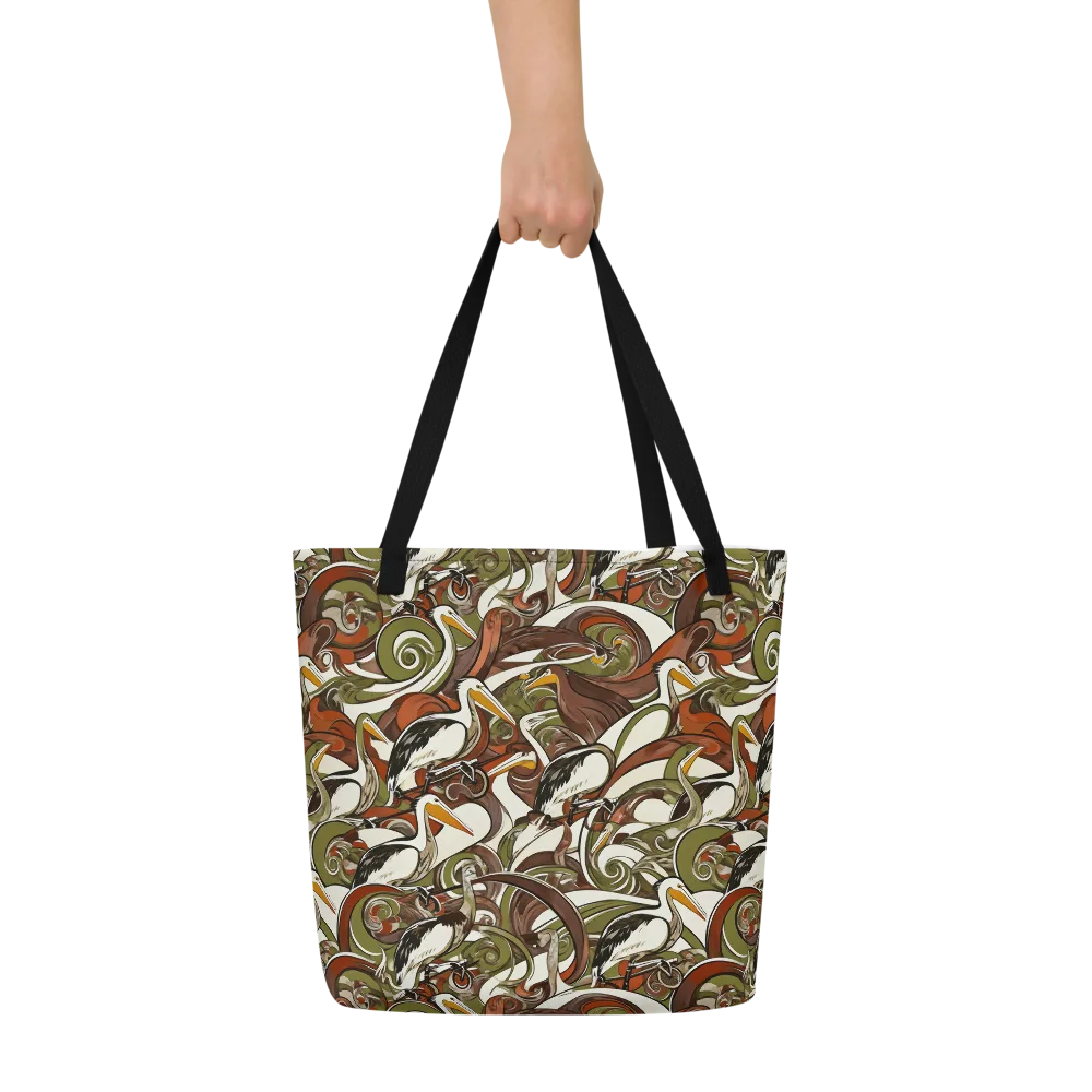 Pelican Circuit on Large Tote Bag W/ Pocket — Front