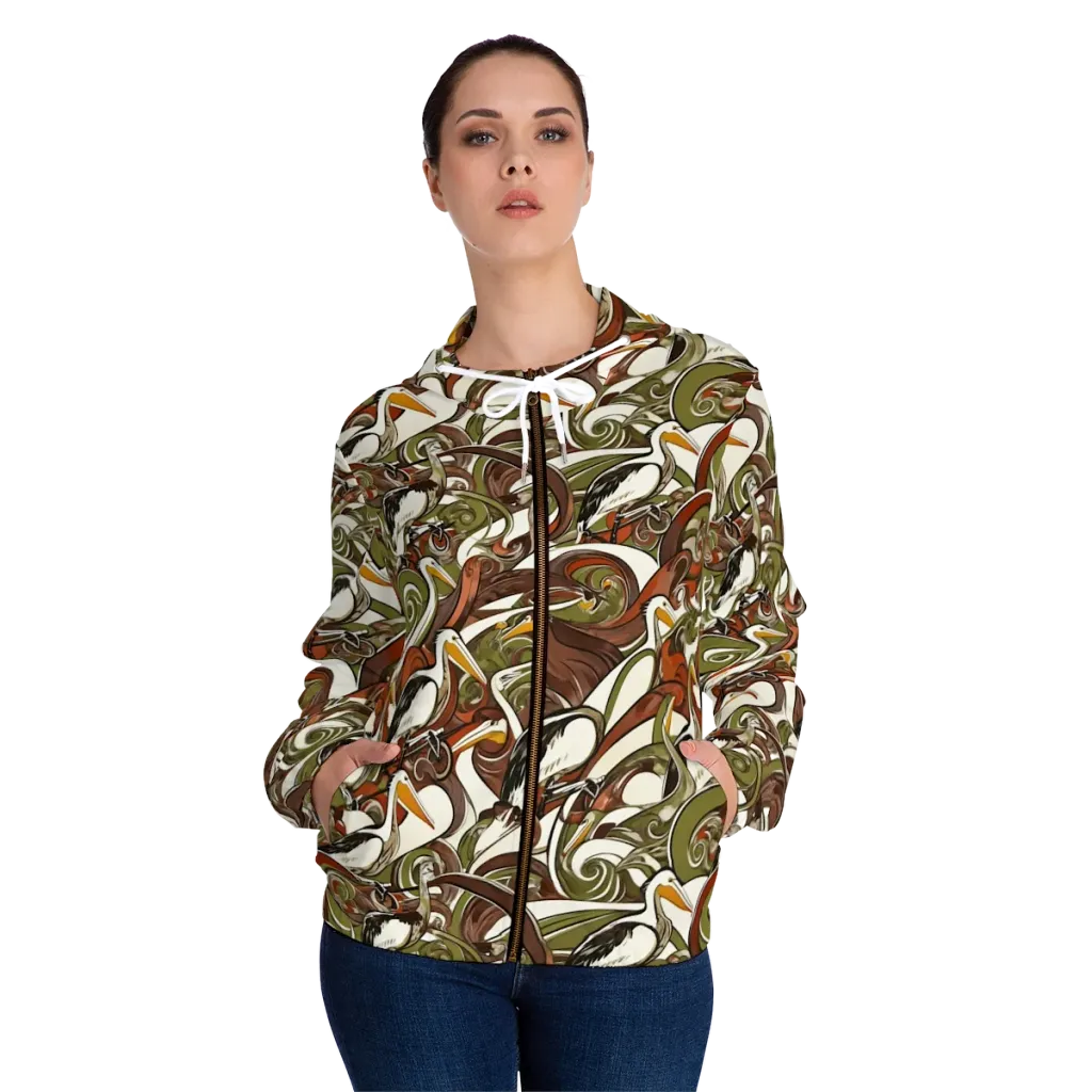 Pelican Circuit on Women's Full-Zip Hoodie — Front On Person