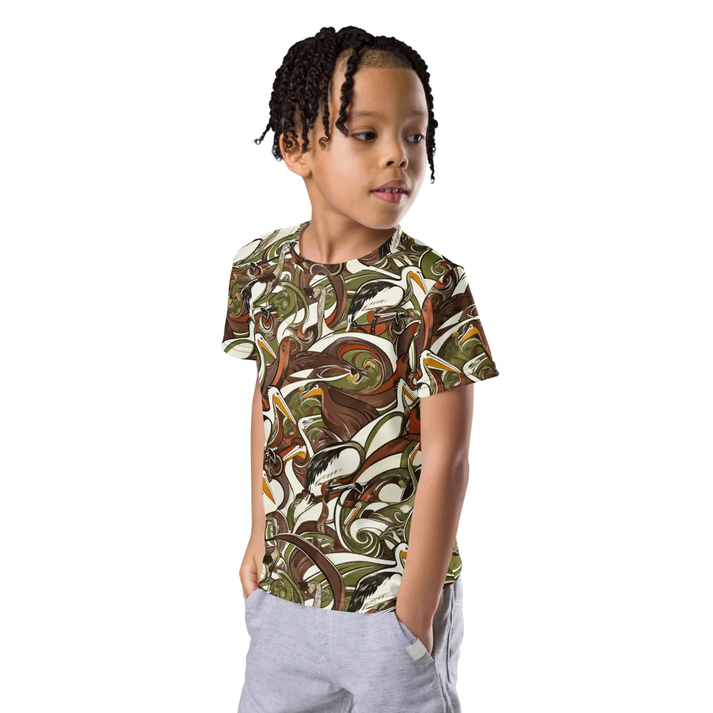 Pelican Circuit on Kids Crew Neck T-Shirt — Left Front