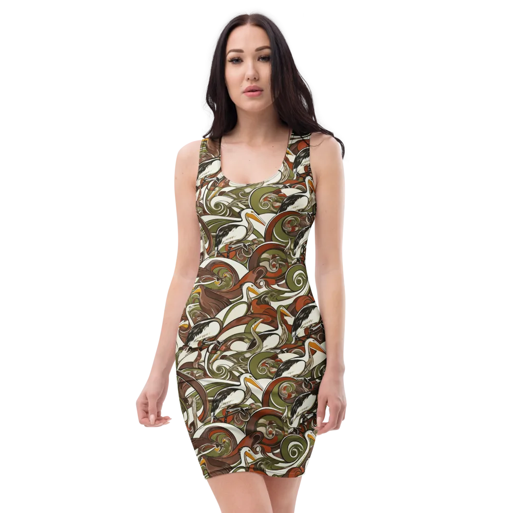 Pelican Circuit on Bodycon Dress — Front