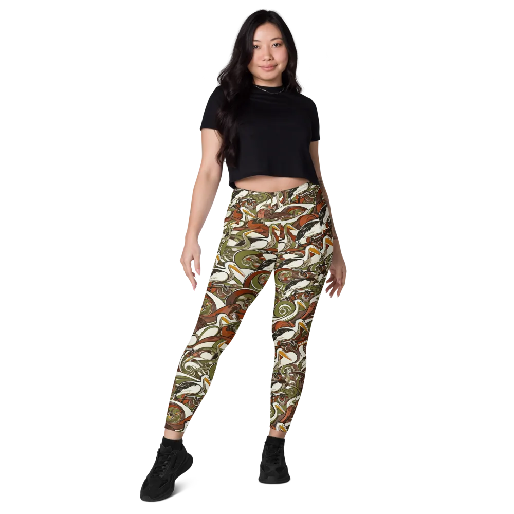 Pelican Circuit on Leggings with Pockets — Front