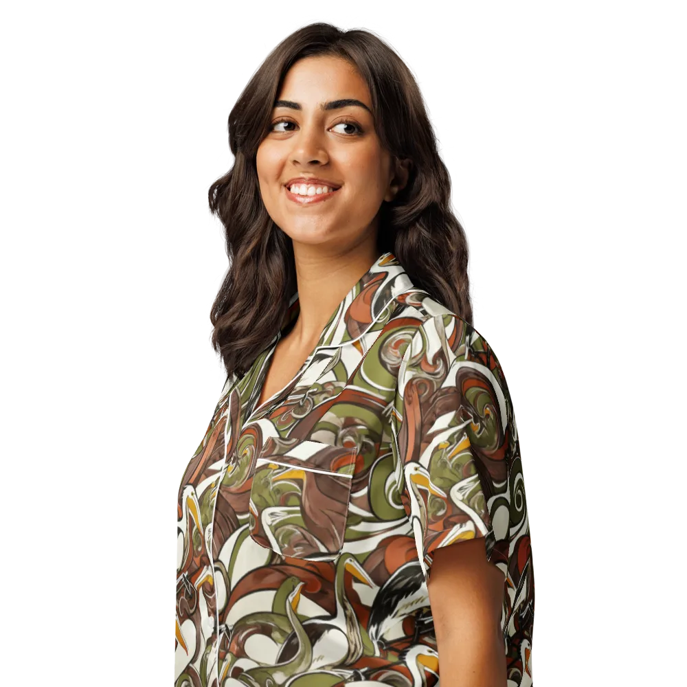 Pelican Circuit on Women's Short Sleeve Pajama Top — Left Front