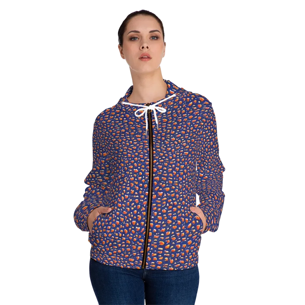 Citrus Current on Women's Full-Zip Hoodie — Front On Person