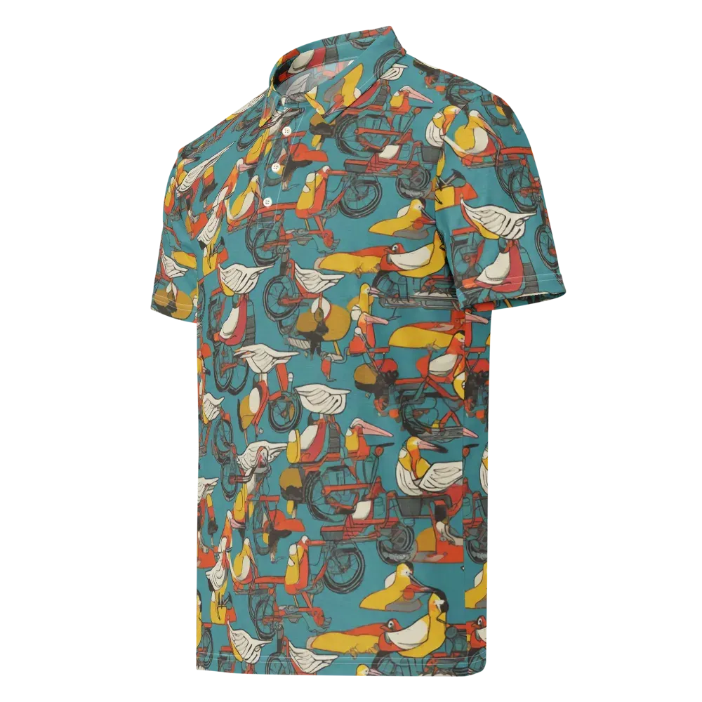 Avian Velocipede on Men's Slim Fit Polo Shirt — Left Front